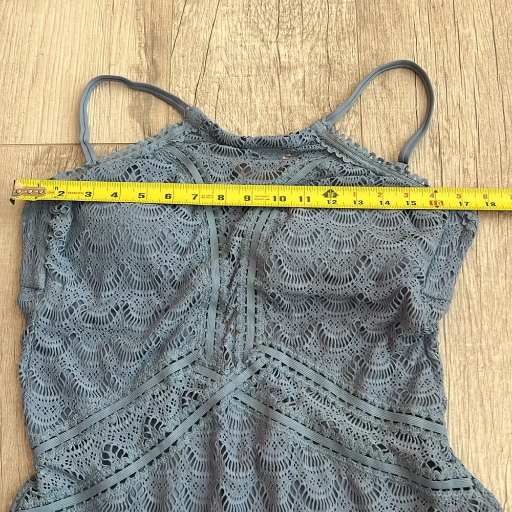 BECCA by Rebecca Virtue Blue High-Neck Crochet One Piece Swimsuit Size‎ 1X